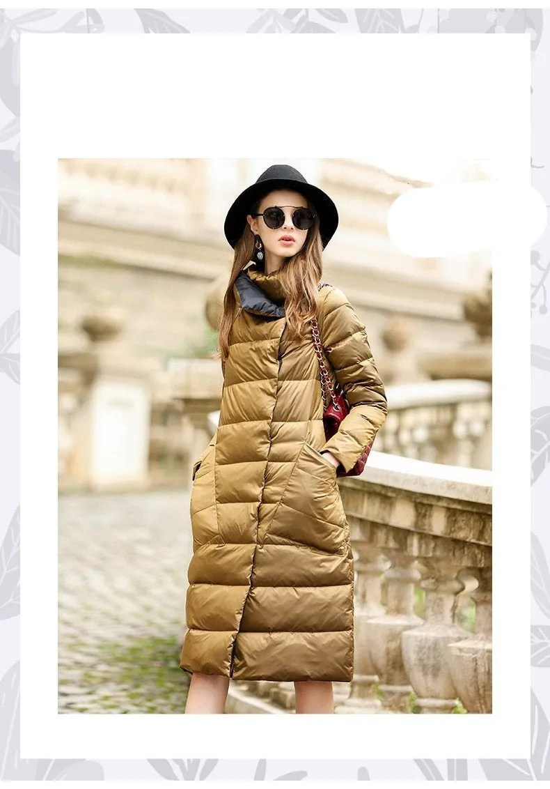 Ladies Down Jacket | Long Puffer Coat | Double Sided Parka