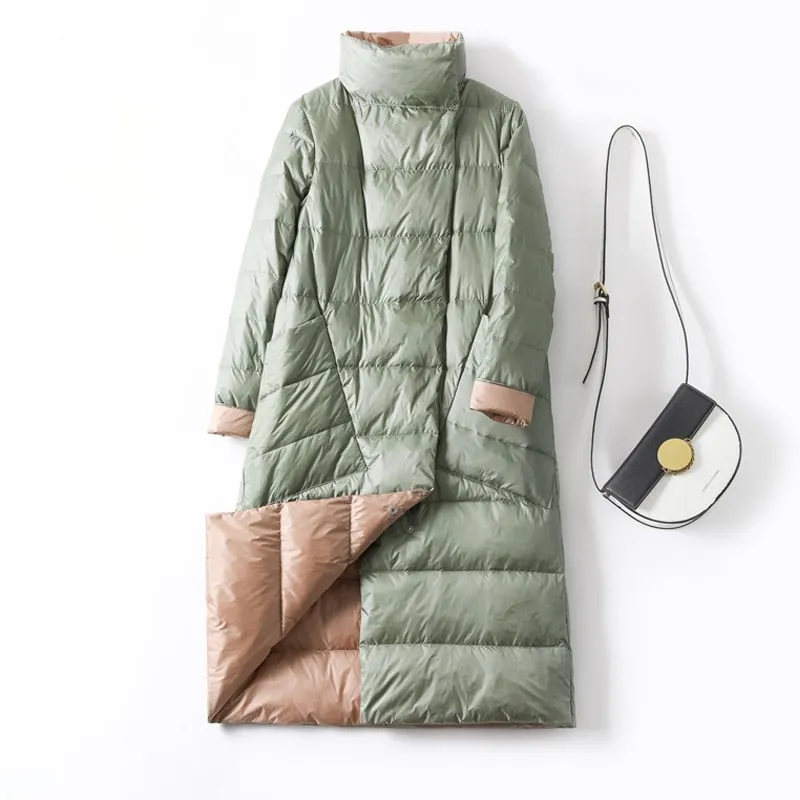 Ladies Down Jacket | Long Puffer Coat | Double Sided Parka