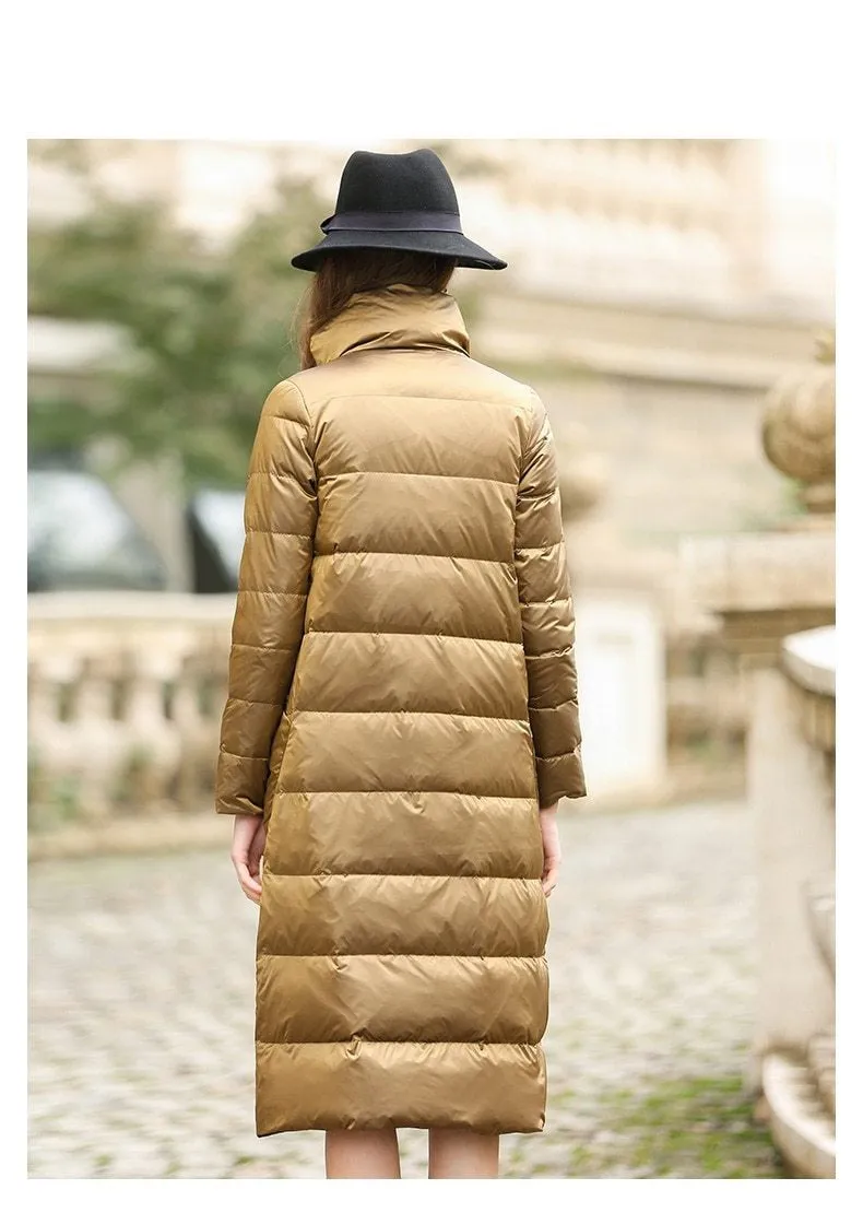 Ladies Down Jacket | Long Puffer Coat | Double Sided Parka