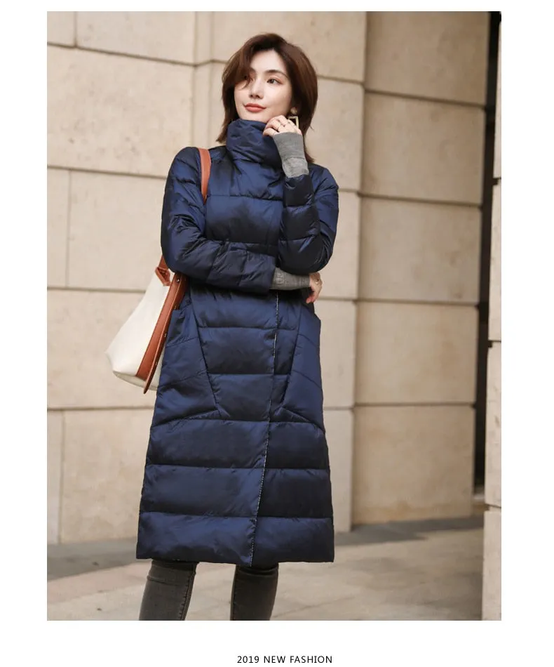 Ladies Down Jacket | Long Puffer Coat | Double Sided Parka