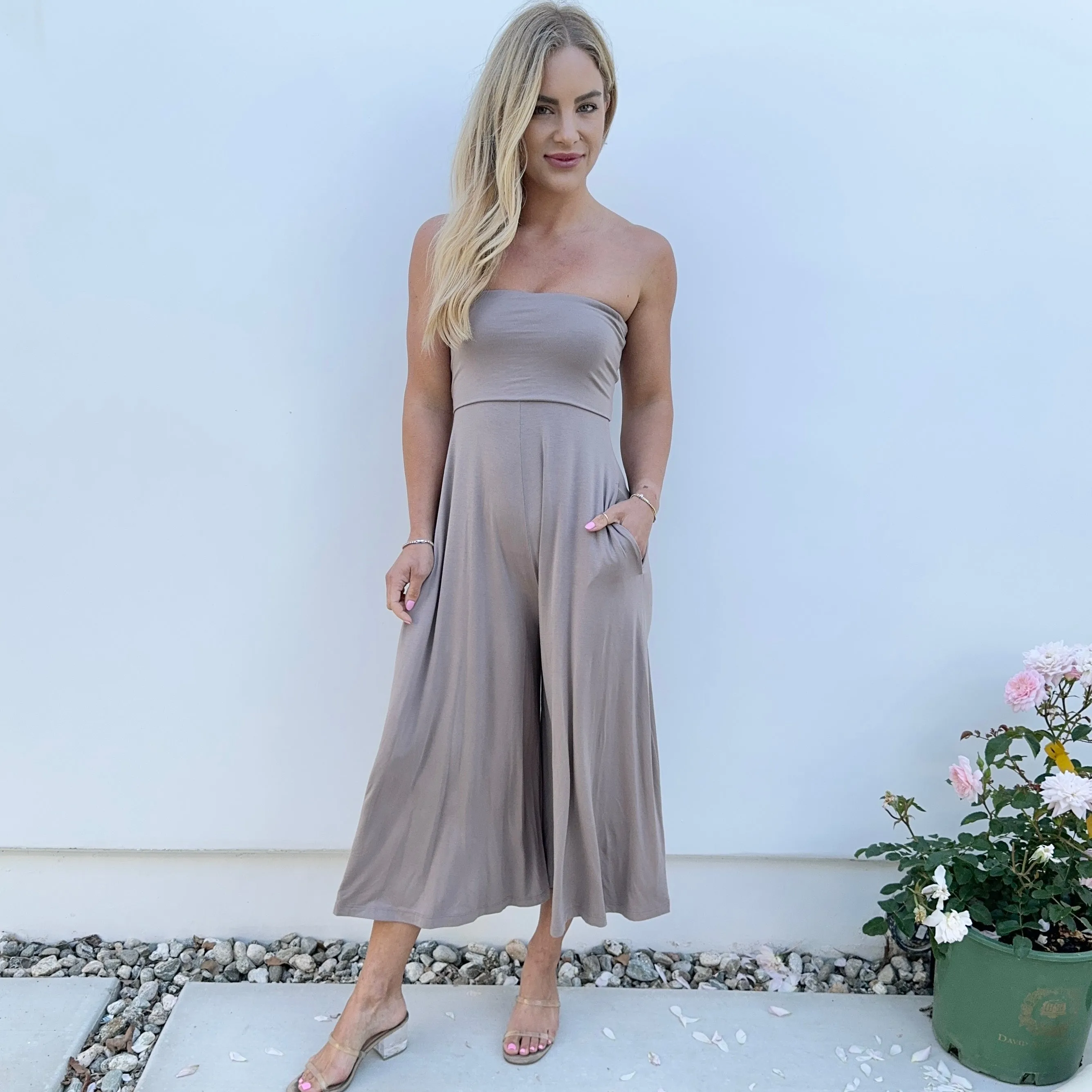 Lounge in Comfort Jersey Jumpsuit in Mocha