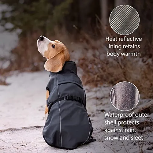 LUCOLOVE Dog Winter Coat - Waterproof Heat-Retaining Insulated Vest - Easy On/Off and Lightweight - for All Weather Conditions - Suits Very Small to Very Large Dog Breeds (2XL)