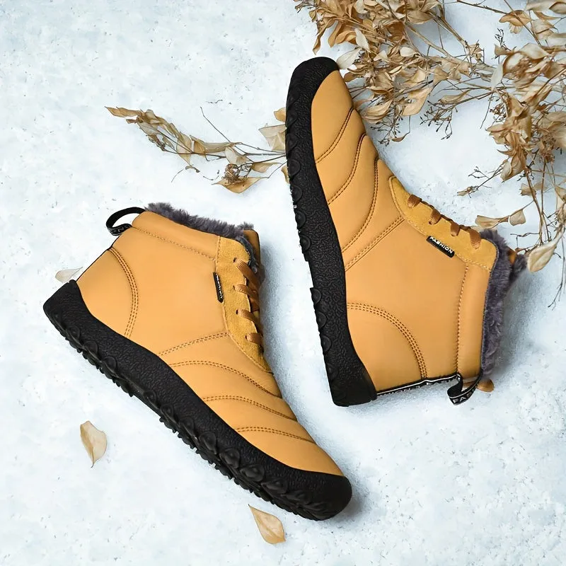 Men's Casual Snow Boots, Anti-skid Windproof Slip On Ankle Boots With Fuzzy Lining For Outdoor, Autumn And Winter