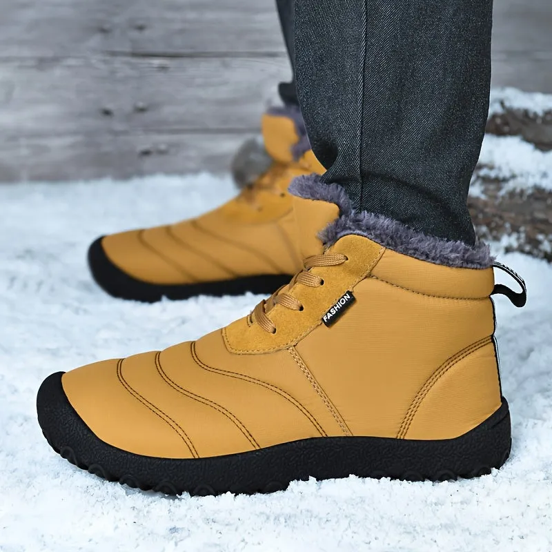 Men's Casual Snow Boots, Anti-skid Windproof Slip On Ankle Boots With Fuzzy Lining For Outdoor, Autumn And Winter