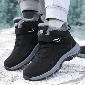 Men's Slip Resistant Snow Boots, Winter Thermal Shoes, Windproof Hiking Boots With Fuzzy Lining