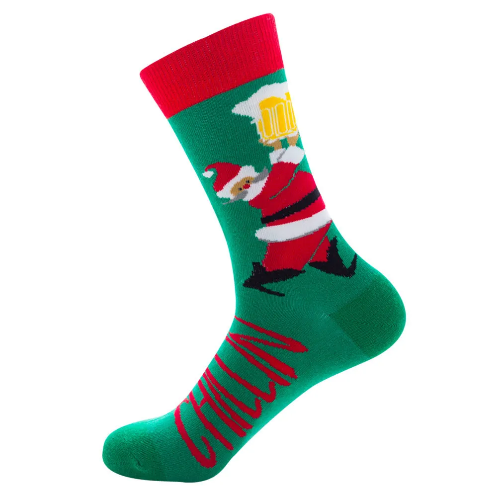 Men's Socks Santa Claus Moose Men's Mid-tube Socks Tide Cotton Socks