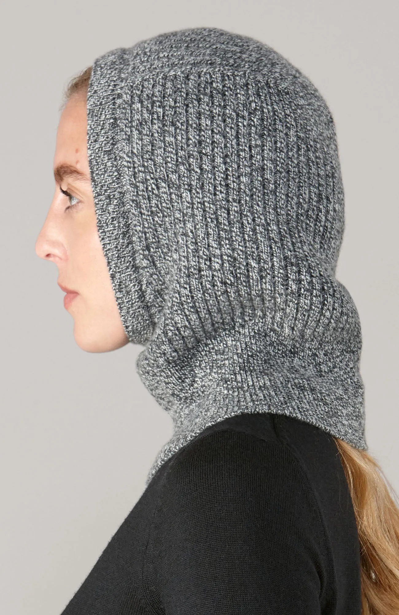 Merino Cashmere Ribbed Open Face Balaclava