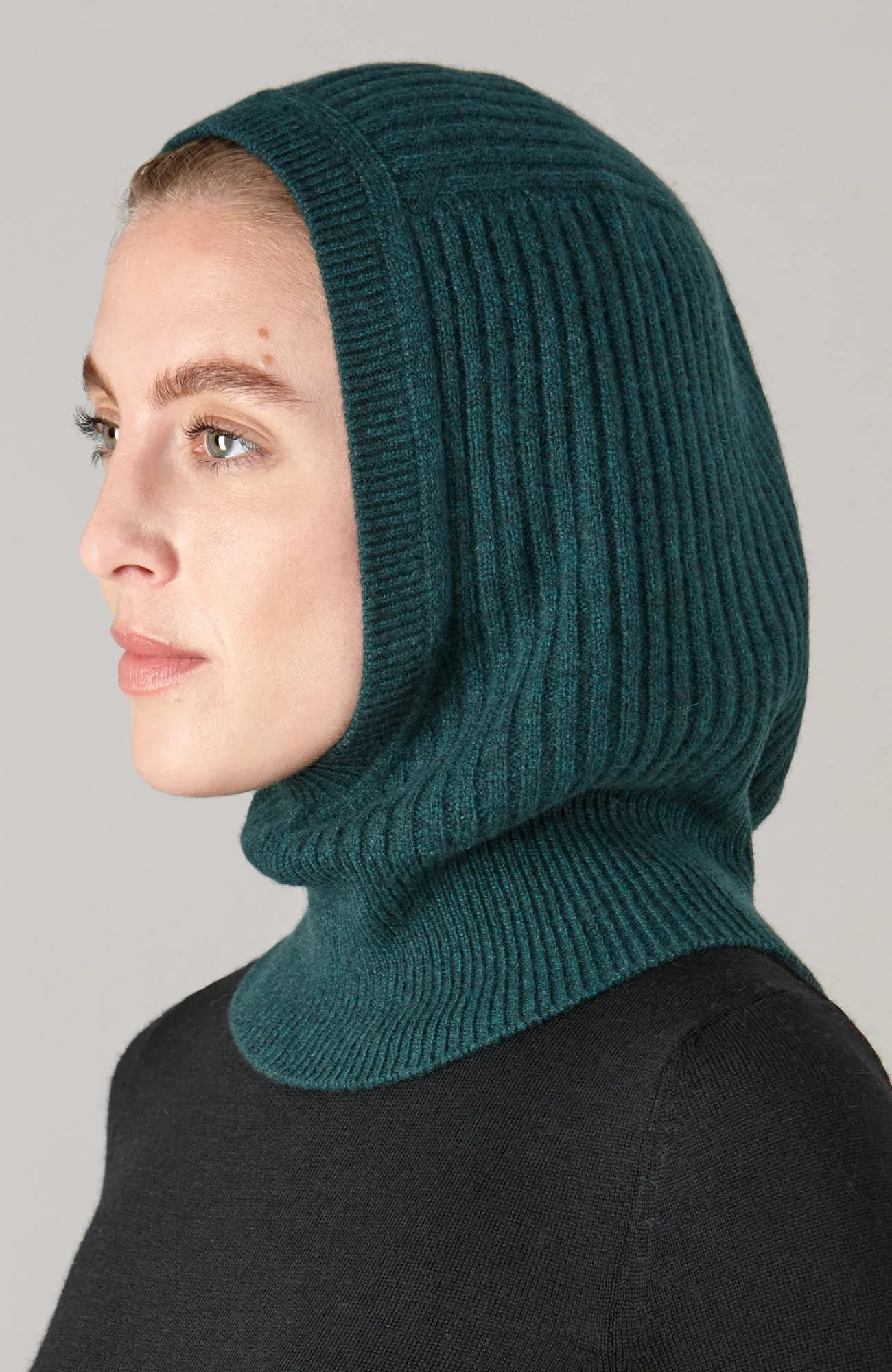 Merino Cashmere Ribbed Open Face Balaclava