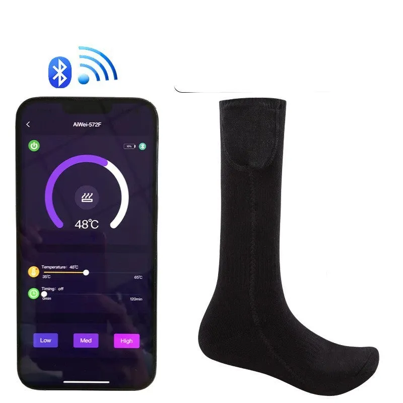 Mobile APP Control Winter Heating Athletic Socks