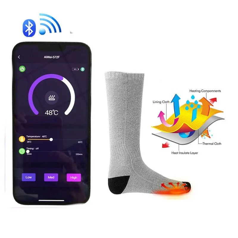 Mobile APP Control Winter Heating Athletic Socks