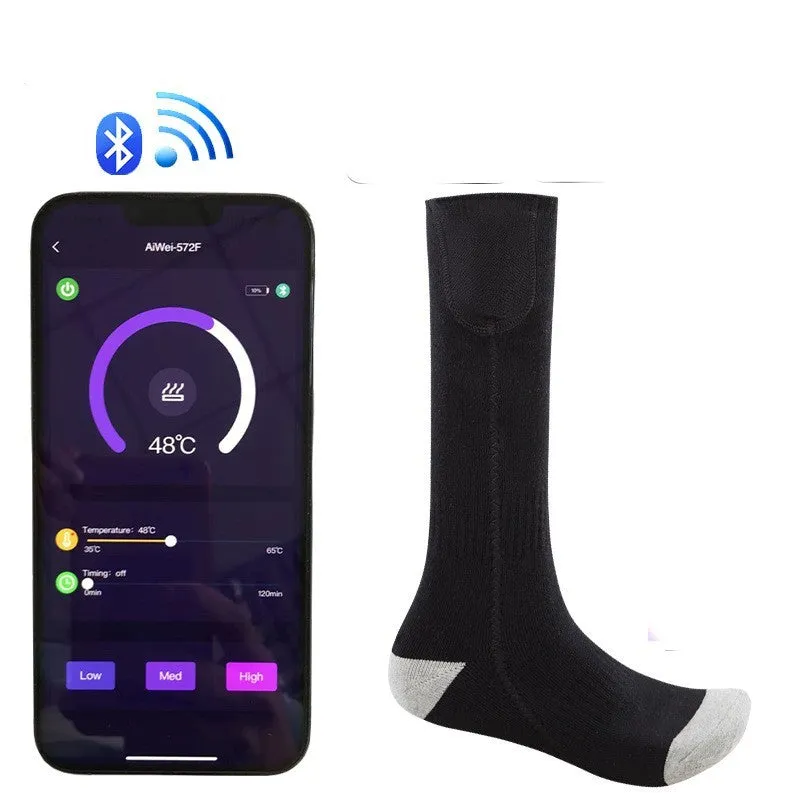 Mobile APP Control Winter Heating Athletic Socks