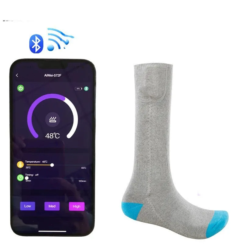 Mobile APP Control Winter Heating Athletic Socks