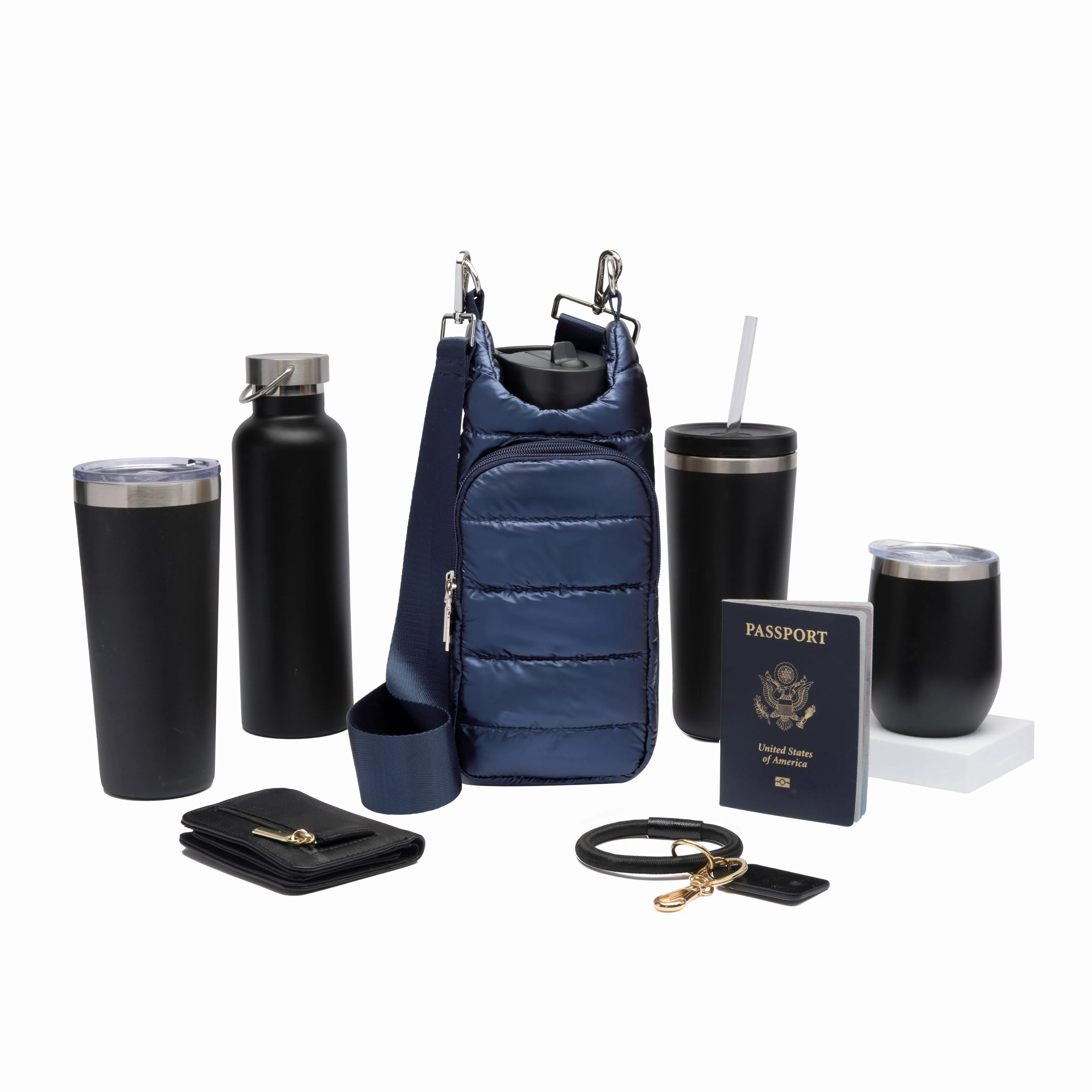 Navy Blue Shiny HydroBag® with Matching Solid Navy Strap