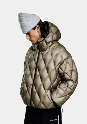 Oversized Fit Translucent Diamond Bubble Jacket