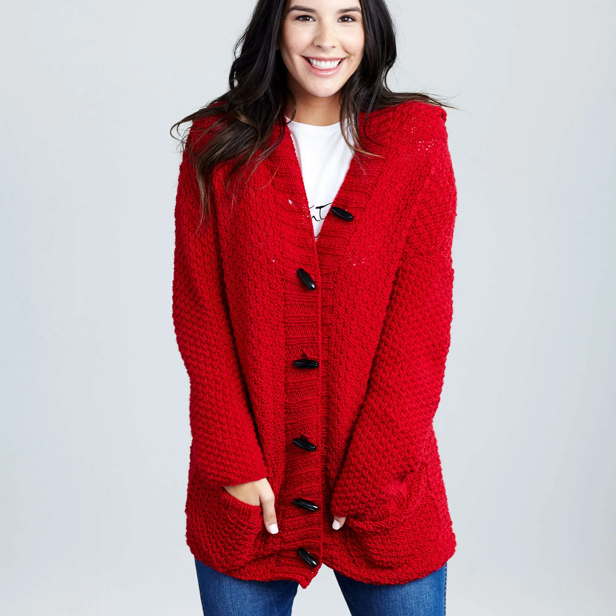 Red Heart Knit Lazy Day Chic Sweater