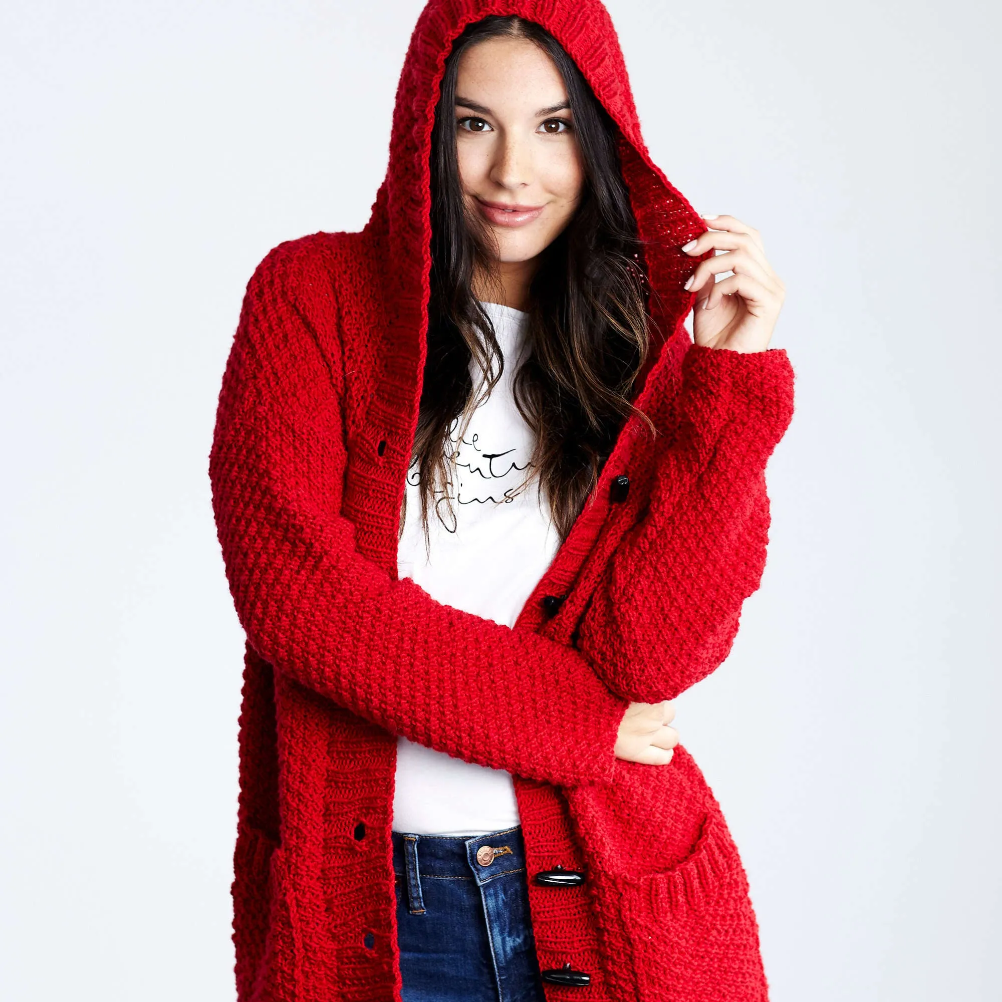 Red Heart Knit Lazy Day Chic Sweater