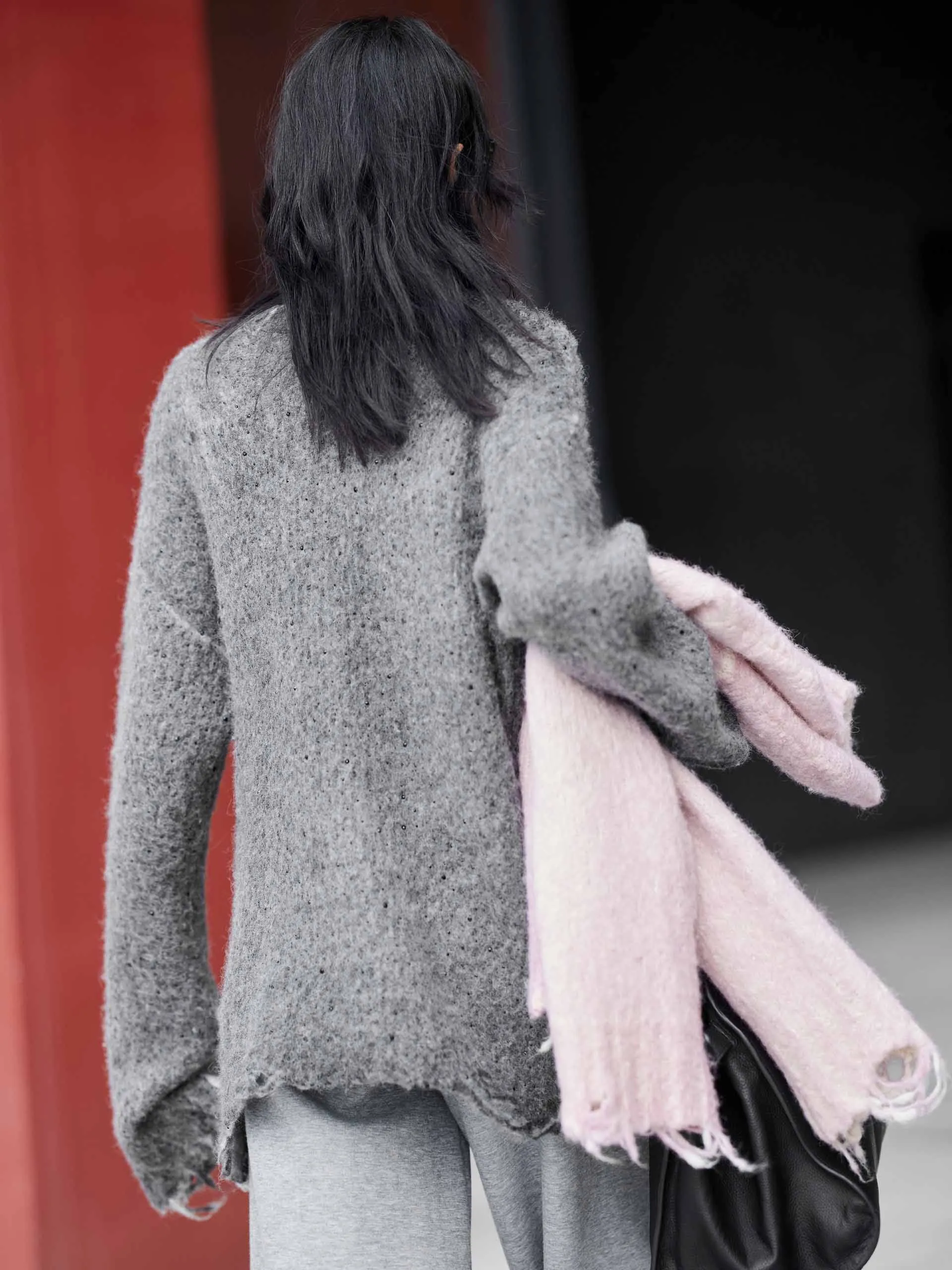 Ripped Detail Fluffy Sweater