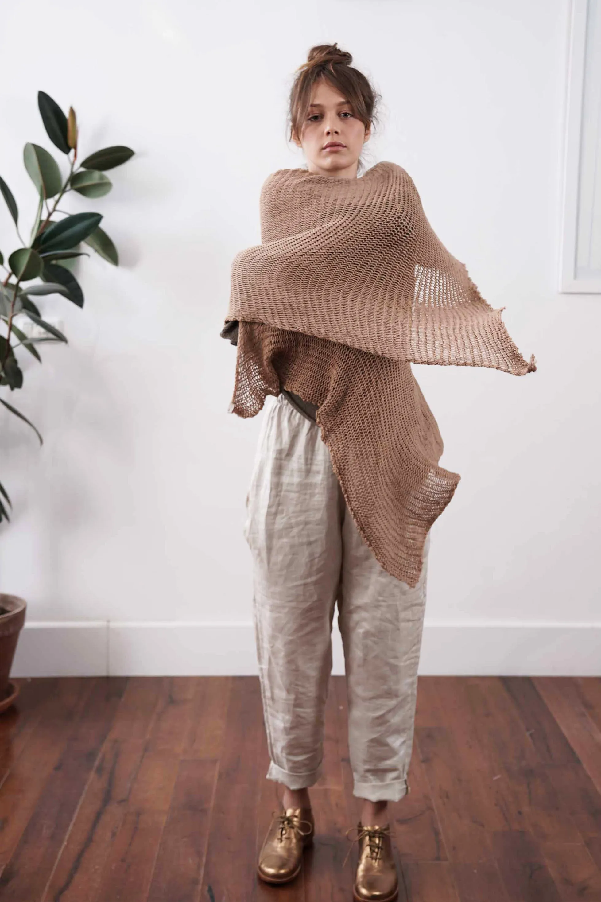 Sand Beige Big Chunky Soy Shawl Scarf