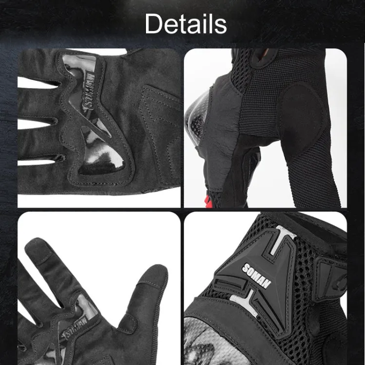 SOMAN Motorcycle Riding Anti-fall Breathable Anti-slip Carbon Fiber Gloves, Size: XXL(Black)