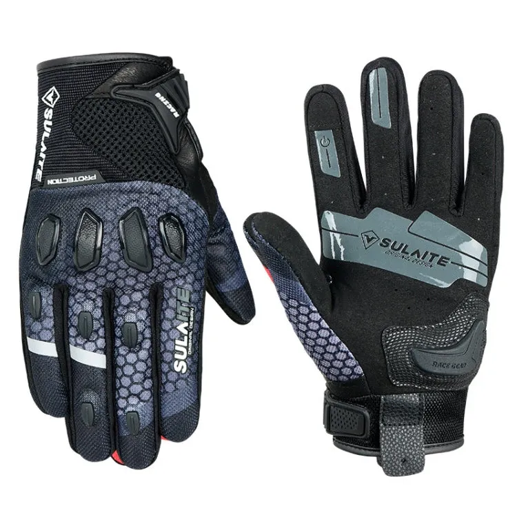 SULAITE Motorcycle Anti-fall Touch Screen Breathable Mesh Cycling Gloves, Size: L(Black)