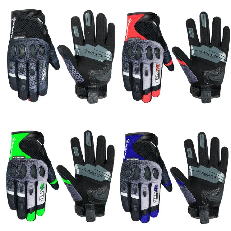 SULAITE Motorcycle Anti-fall Touch Screen Breathable Mesh Cycling Gloves, Size: L(Black)