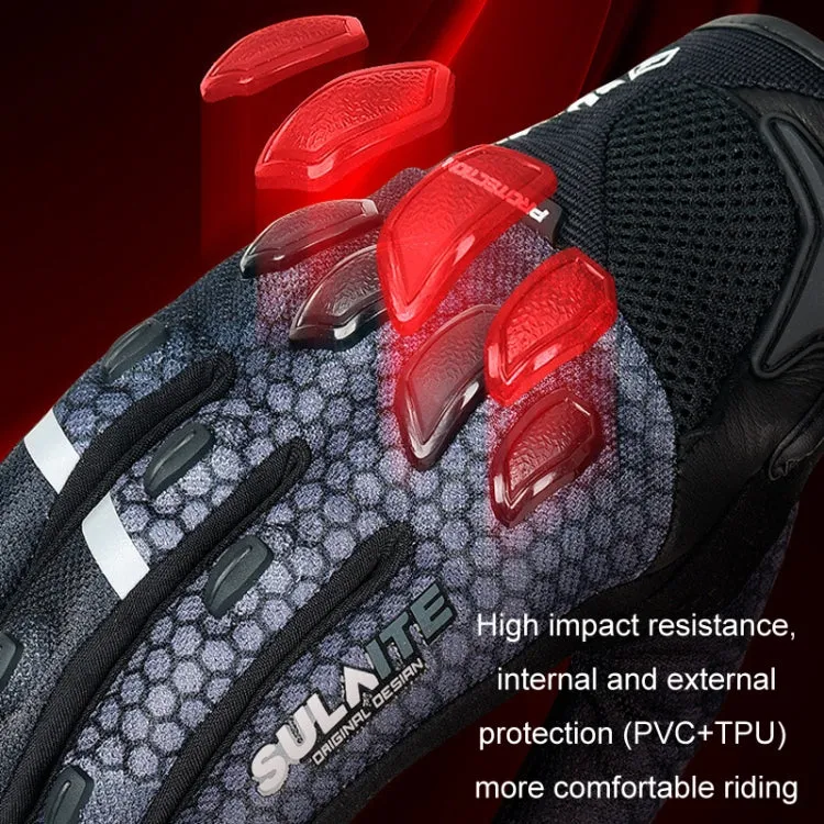 SULAITE Motorcycle Anti-fall Touch Screen Breathable Mesh Cycling Gloves, Size: M(Black Green)