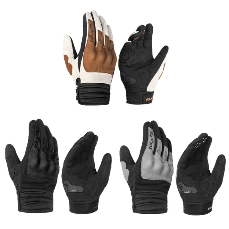 SULAITE Motorcycle Riding Breathable Conductive Touch Screen Full Finger Gloves, Size: XL(Gray)