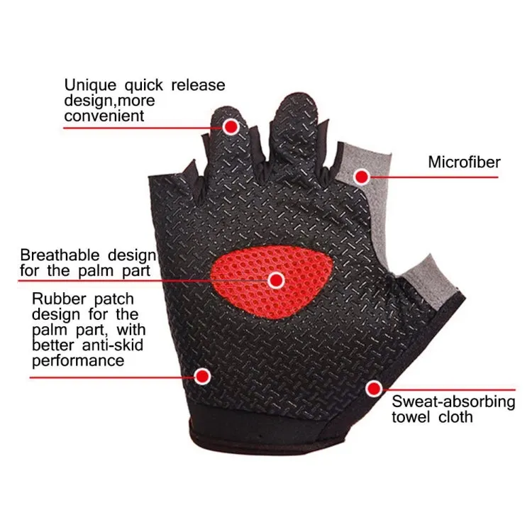 Summer Men Women Fitness Gloves Gym Weight Lifting Cycling Yoga Training Thin Breathable Antiskid Half Finger Gloves, Size:XL(Black)