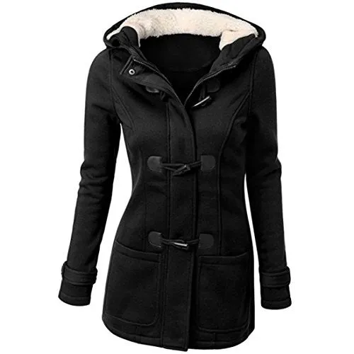 Susanny Womens Winter Fashion Outdoor Warm Wool Blended Classic Pea Coat Jacket Black