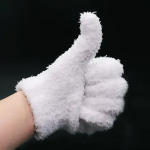 Thickened Hanging Porcelain Pulp Tray Walnut Coral Velvet Gloves, Color: White Thickened