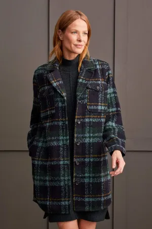 Tribal Boucle Notch Collar Plaid Jacket