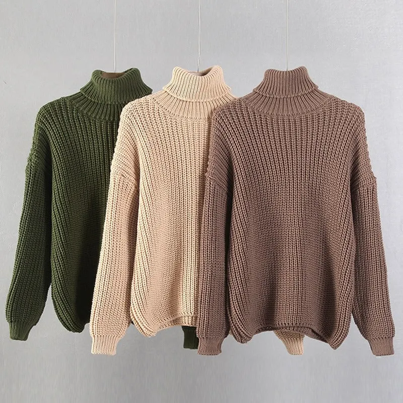 Warm and Chic Turtle Neck Knitted Pullover Sweaters