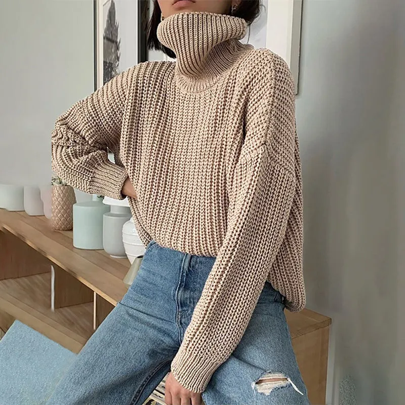 Warm and Chic Turtle Neck Knitted Pullover Sweaters