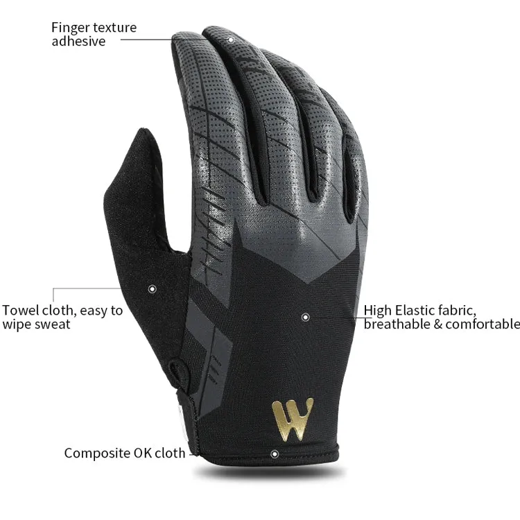 WEST BIKING YP0211207 Riding Full Finger Gloves Road Bike Mountain Bike Locomotive Shock Absorber Gloves, Size: M(Black)