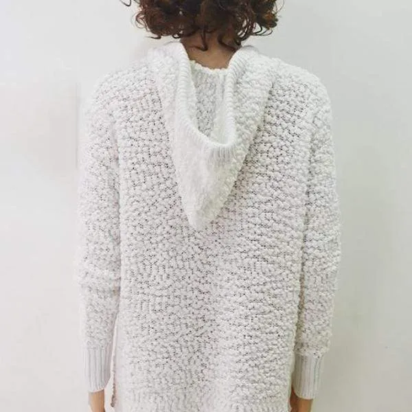 White Knit Hooded Sweater