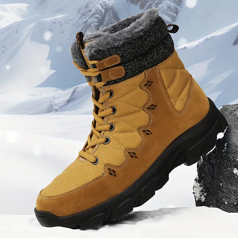 Winter Explorer Snow Boots - Insulated, Windproof, and Non-Slip Hiking Boots for Men with Fuzzy Lining, Thick Bottom, and Large Size Option for Climbing and Outdoor Activities in Snowy Weather