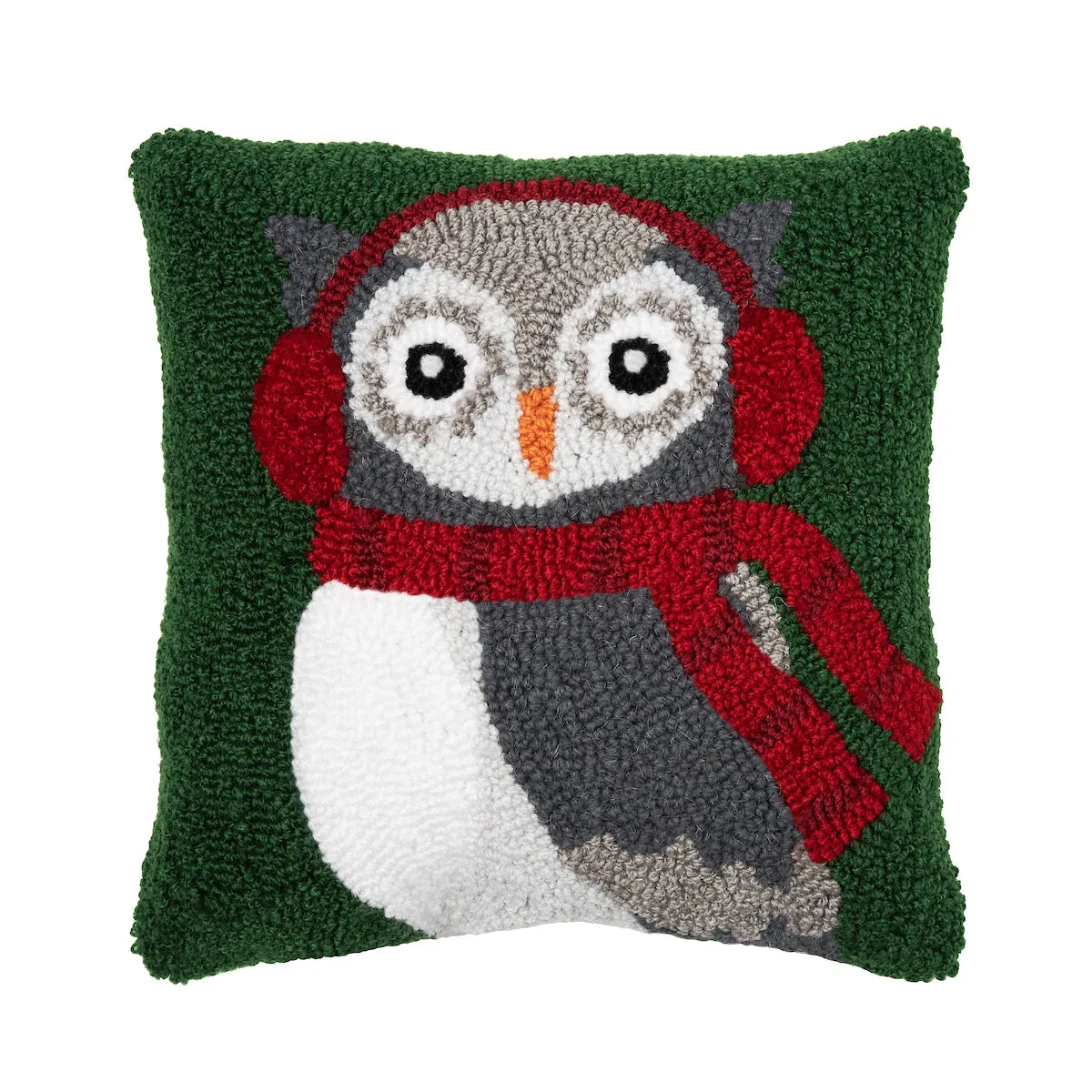 Winter Owl Hooked Mini Pillow