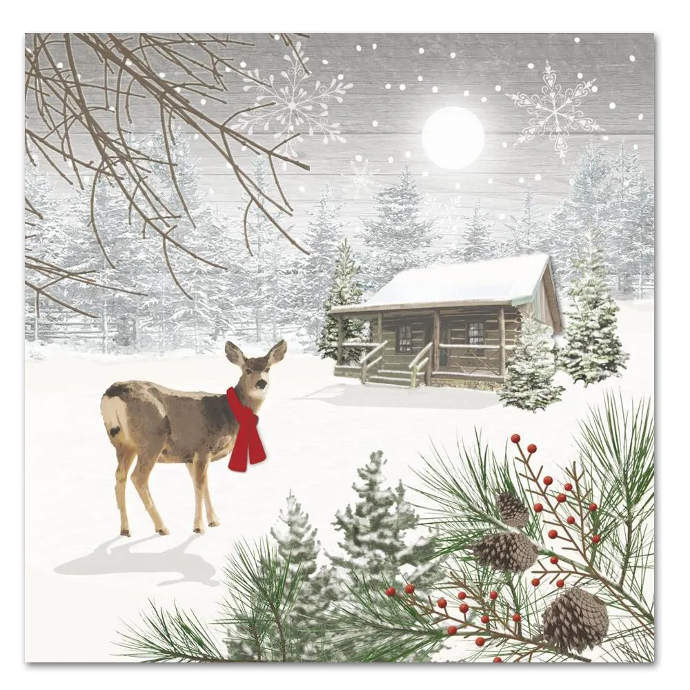 Wintry Homestead Deer Paper Luncheon Napkins