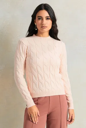 Women Pink Textured Sweater