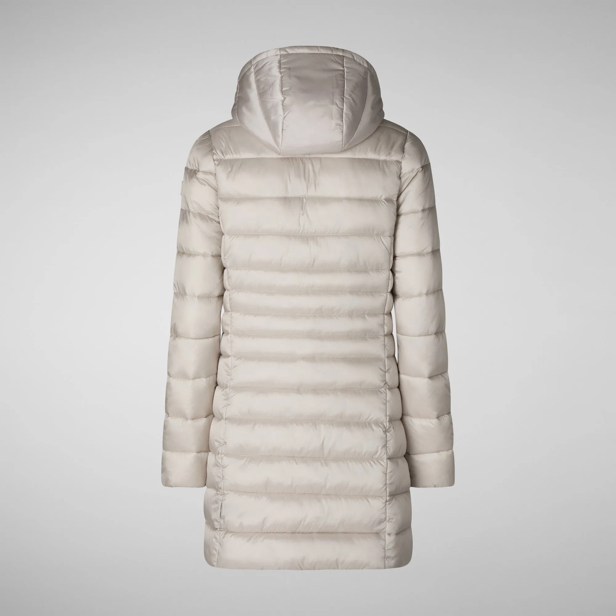 Women's Hooded Animal free Puffer Coat Reese in Rainy Beige