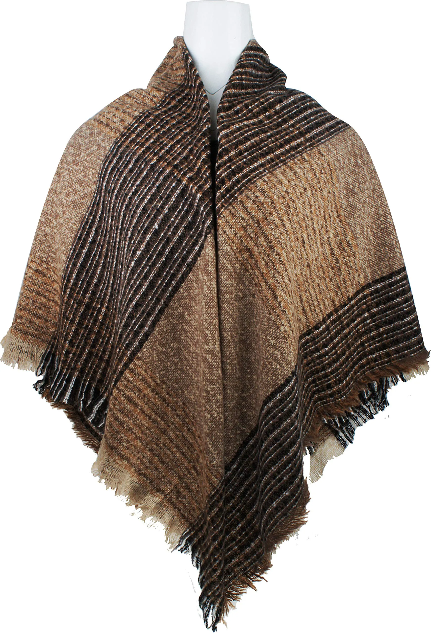 Women's Plaid Blanket Winter Scarf Warm Wrap Oversized Shawl Cape