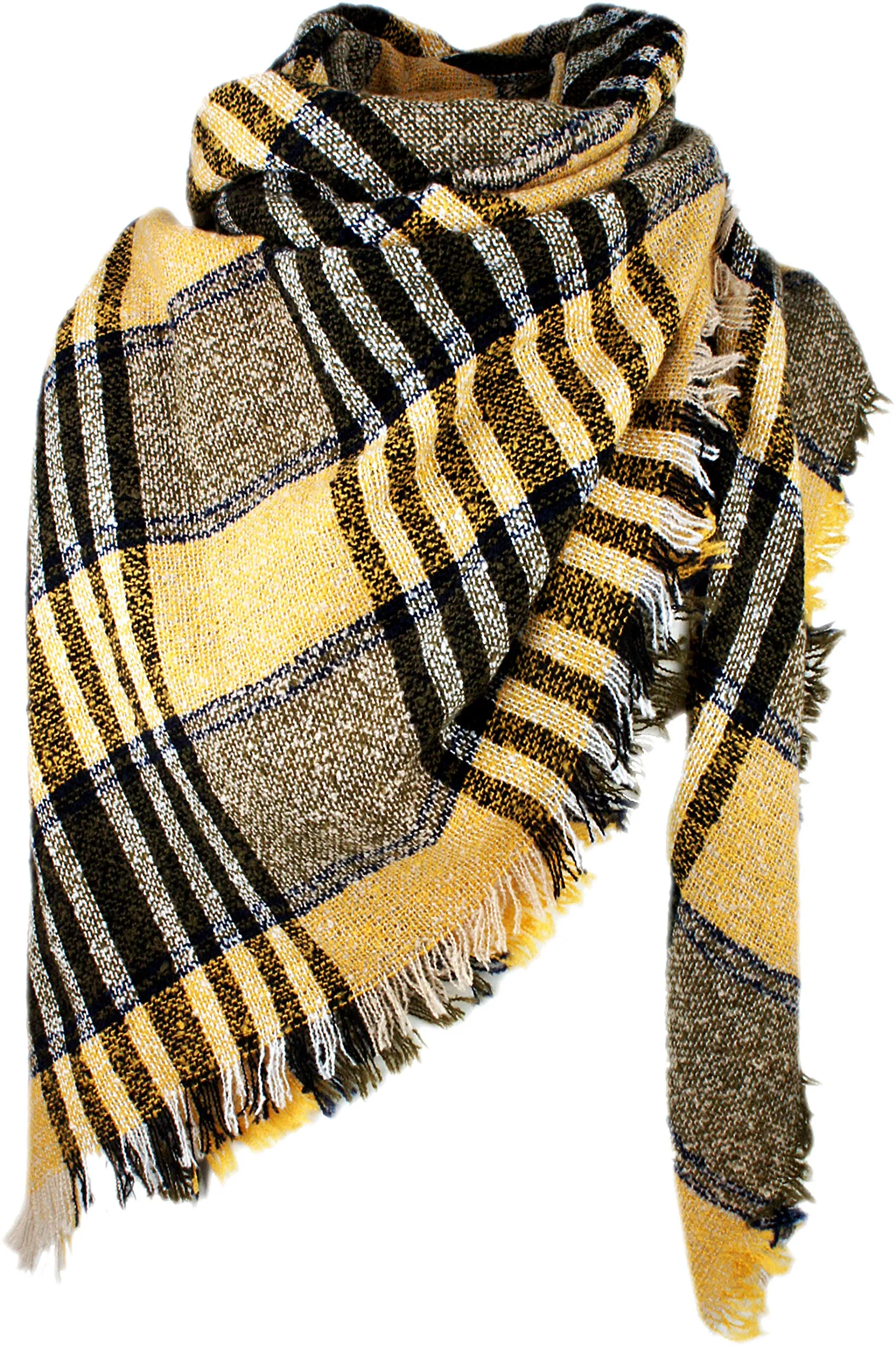 Women's Plaid Blanket Winter Scarf Warm Wrap Oversized Shawl Cape