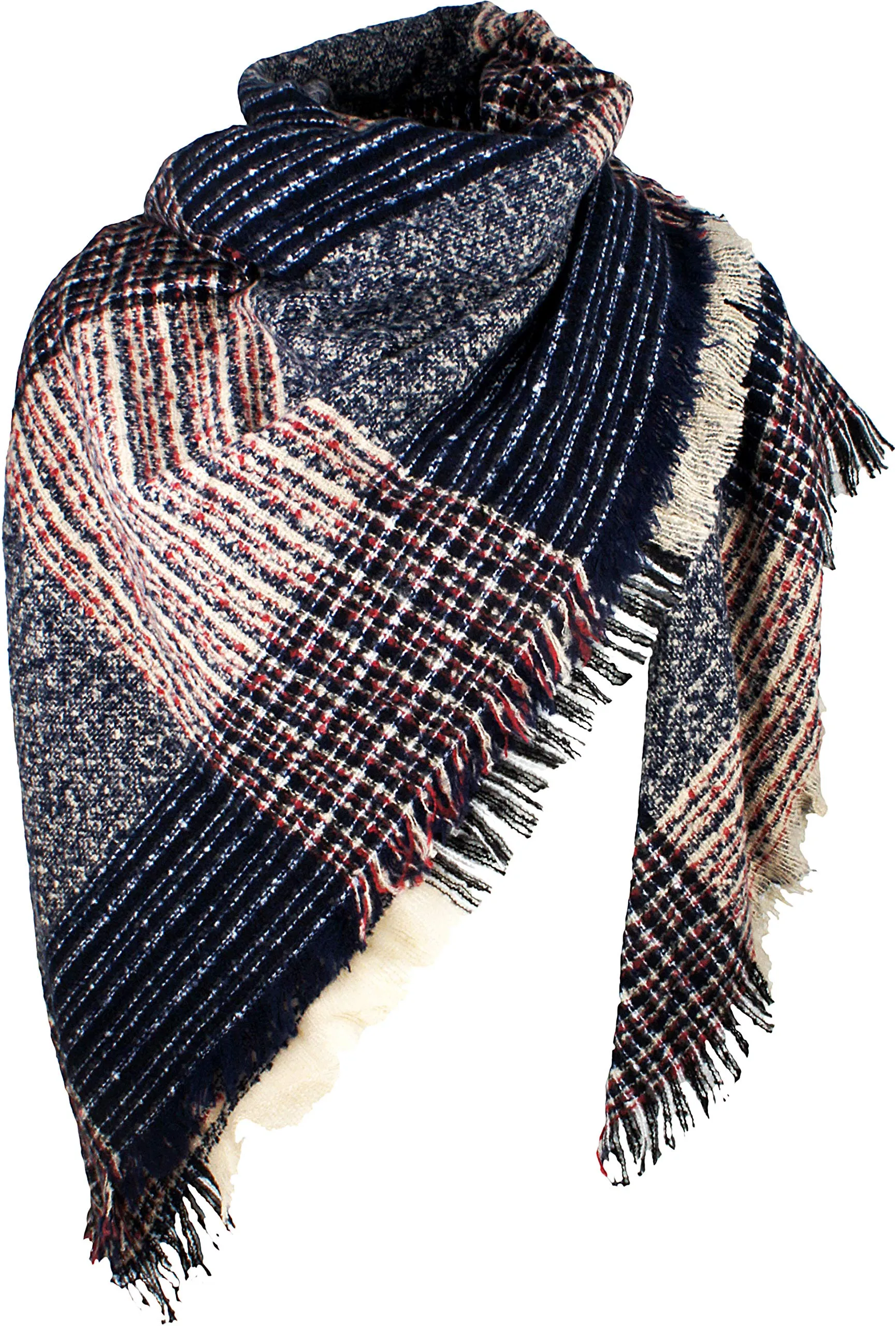 Women's Plaid Blanket Winter Scarf Warm Wrap Oversized Shawl Cape