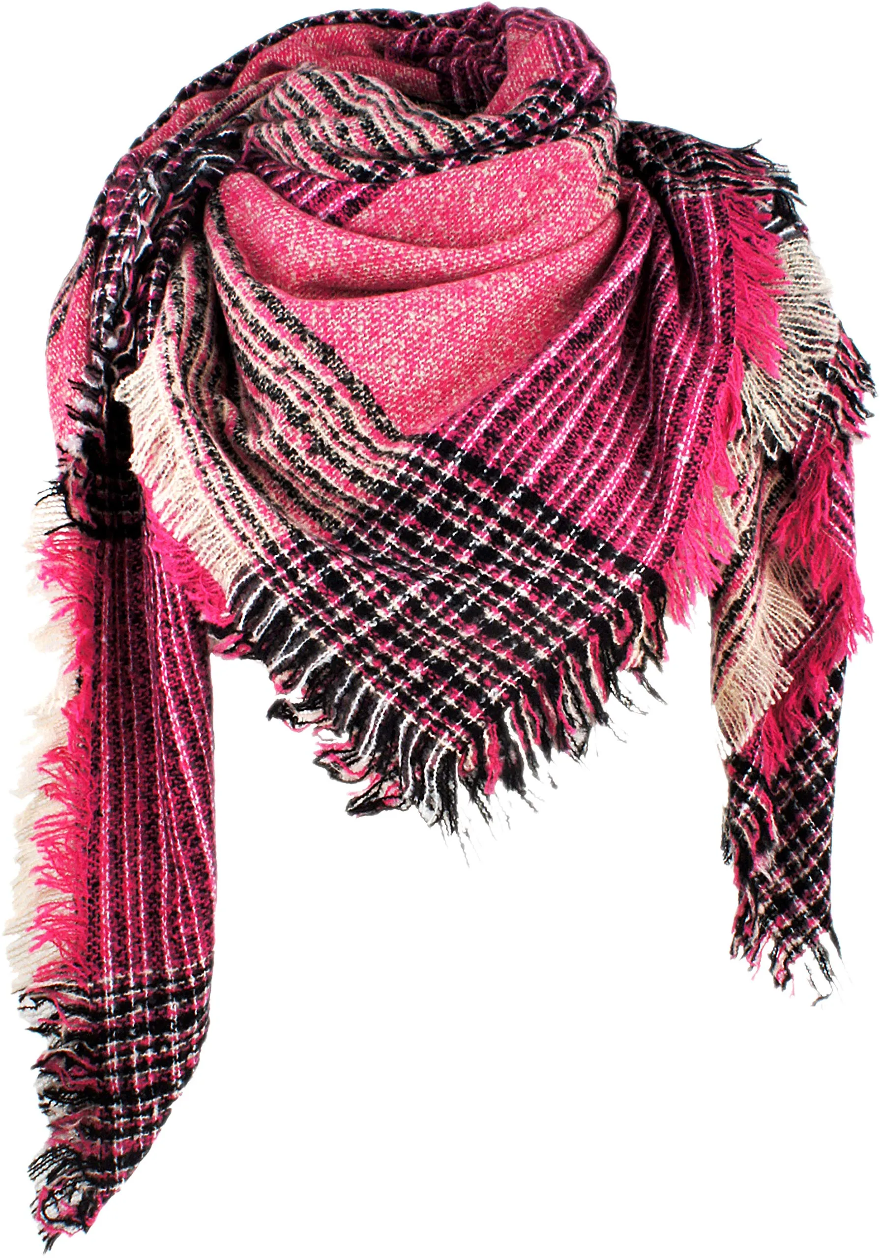 Women's Plaid Blanket Winter Scarf Warm Wrap Oversized Shawl Cape